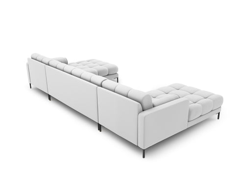 Cosmopolitan Design Panoramische bank Bali 7-zits, structurele stof, lichtgrijs - 185x383x75cm