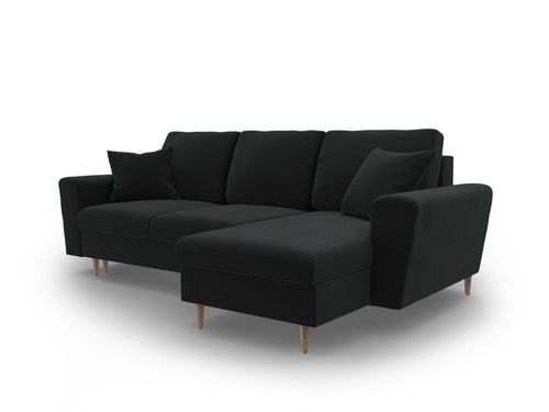 Cosmopolitan Design Omkeerbare converteerbare hoekbank met opbergdoos Kyoto 4-zits, flueel zwart - 145x241x88cm