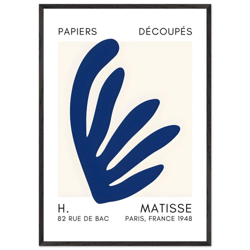 Artfulprints Poster met Lijst Matisse – Aquatic impression navy blue II   - 70x100 cm - Blauw