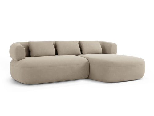 Micadoni rechter hoekbank Jenny 5-zits, flueel beige - 145x225x73cm