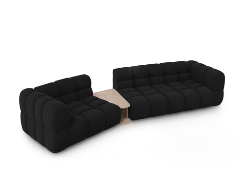Cosmopolitan Design linker modulaire bank Sky 3-zits, flueel, zwart - 148x353x70cm