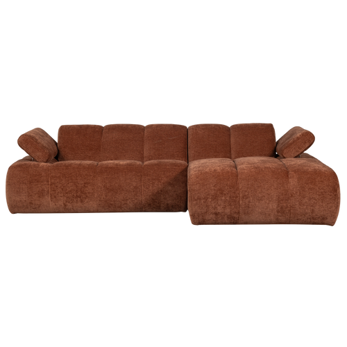 WOOOD chaise longue rechts Mojo - Geweven Ribstof - Roestbruin - vtwonen shop