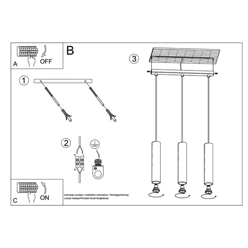 Sollux Lighting Hanglamp LAGOS 3L taupe - 45x6x90cm