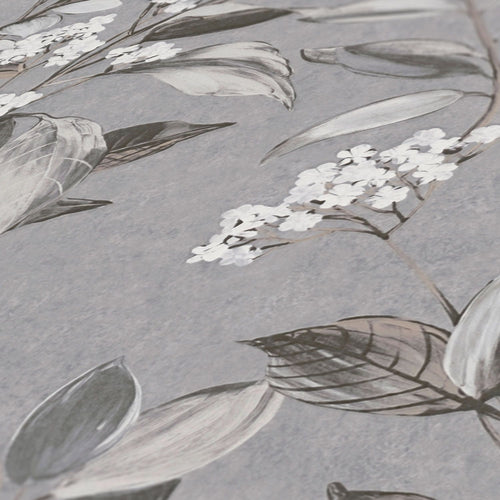 Livingwalls behang bloemmotief grijs, wit, zwart en beige - 53 cm x 10.05 m - AS-391714 - vtwonen shop