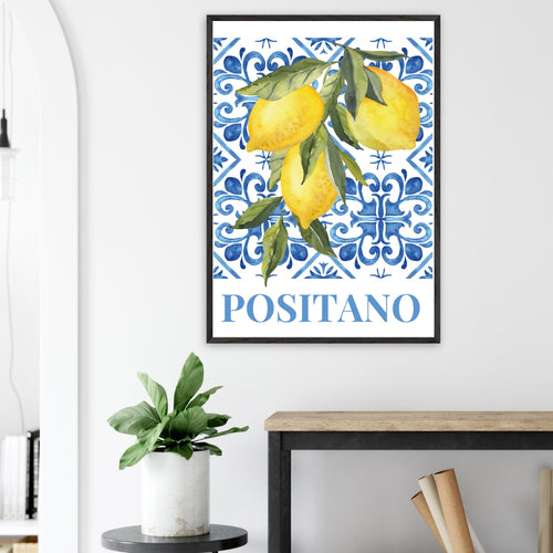 Artfulprints Poster met Lijst Fruits - Lemon tree in Positano   - 30x40 cm - Meerkleurig