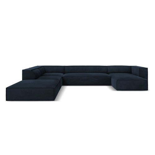 Cosmopolitan Design - Panoramische hoekbank links Turin 6-zits, structurele stof donkerblauw - 270x365x68cm