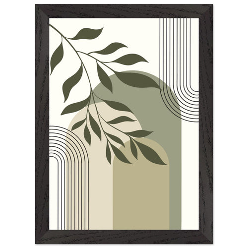 Artfulprints Poster met Lijst Boho – Olive lines   - A4 21x29.7 cm - Groen