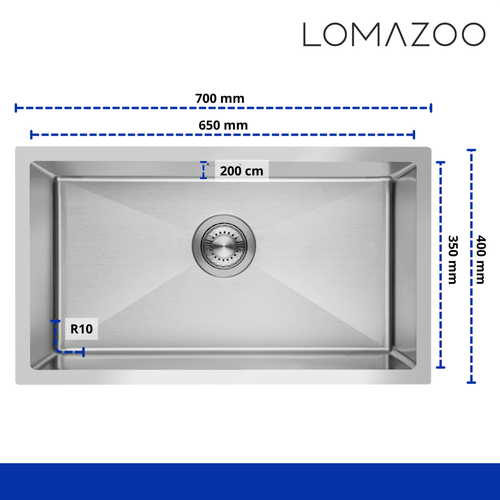 LOMAZOO spoelbak Capri - met accessoires - RVS - 70 x 40 cm
