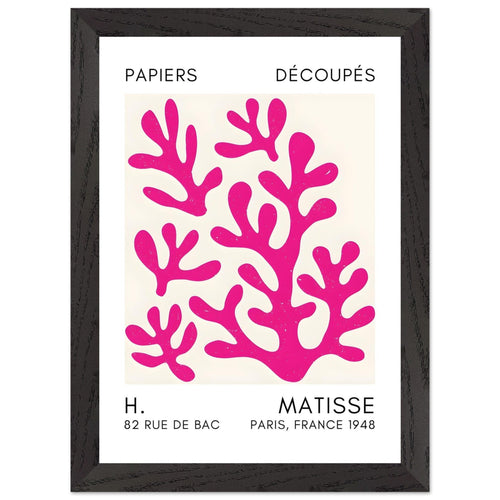 Artfulprints Poster met Lijst Matisse – Coral shadows pink   - A4 21x29.7 cm - Roze