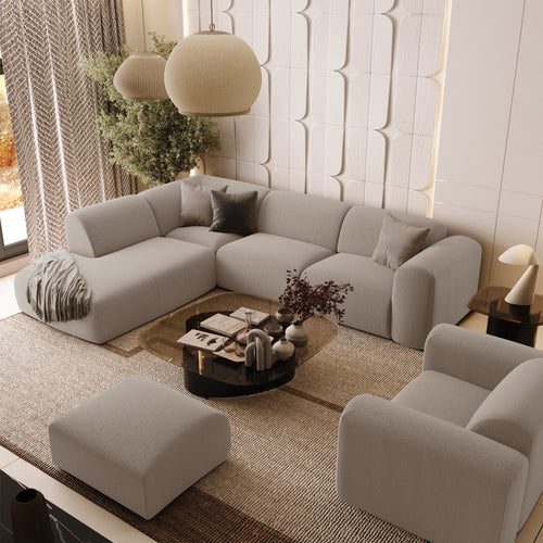 Sia Home - Hoekbanken links MYRA - Geweven stof - Beige - 269cm - vtwonen shop