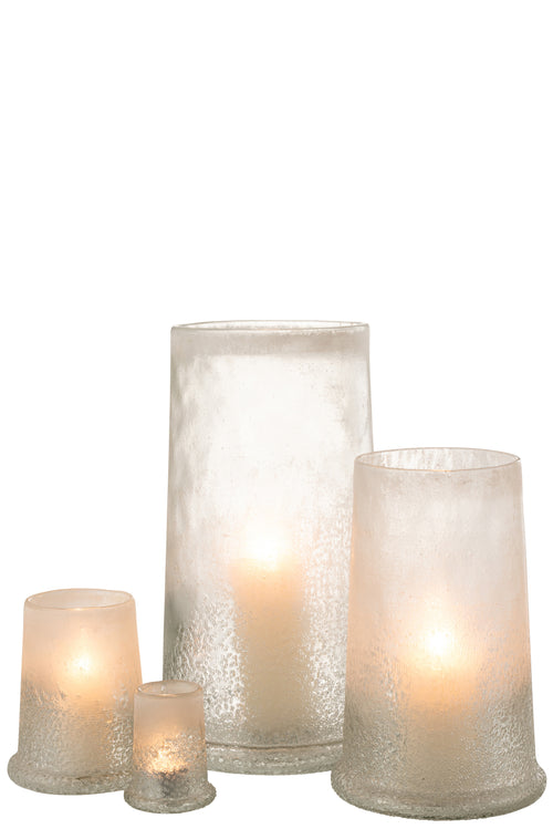 J-Line windlicht suiker - glas - wit - extra large