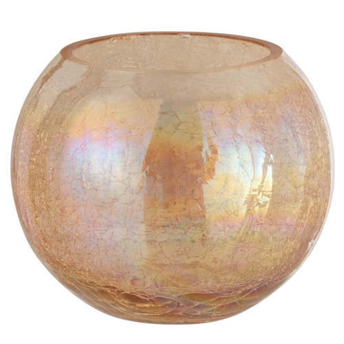 J-Line windlicht Bol Craquelé Parel Effect - glas - amber - large