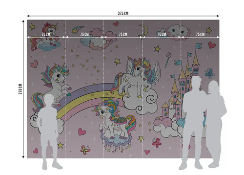 Sanders & Sanders fotobehang unicorns roze - 375 x 270 cm - 601468