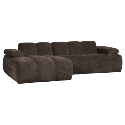WOOOD chaise longue bank links Mojo - Geweven Ribstof - Bruin - 74x284x160