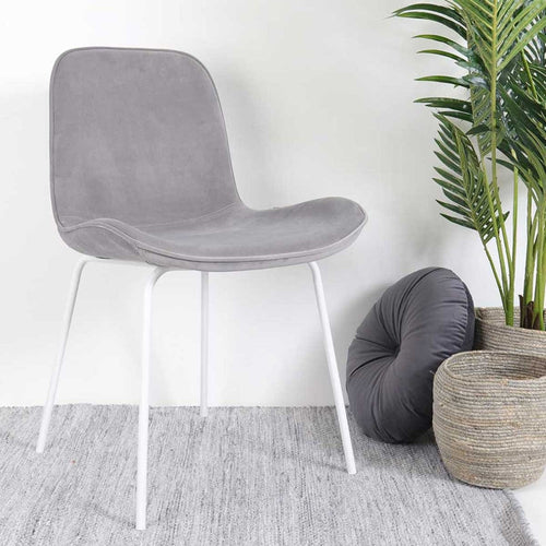 Nolon Nora-Fé Eetkamerstoelen Set van 2 - Velvet Grijs - Witte Poten - vtwonen shop