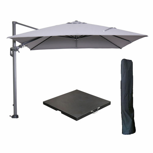 Garden Impressions zweefparasol Hawaii licht grijs 3x3 m incl 90 kg voet en hoes - vtwonen shop