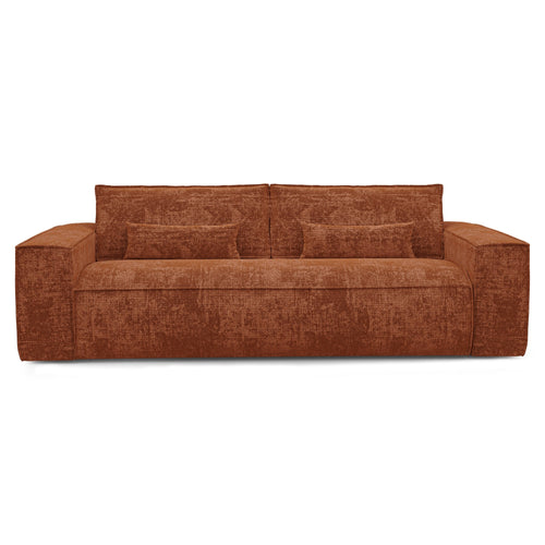 Premium Interiors - Snel uitklapbare slaapbank JUNE - gewaafd fluweel terracotta 236cm