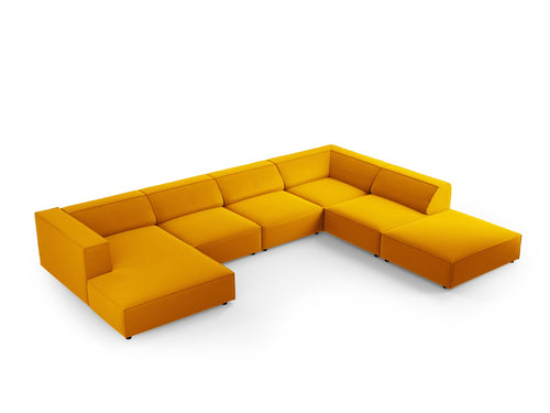 Cosmopolitan Design Panoramische hoekbank rechts Arendal 7-zits, flueel, geel - 262x364x70cm