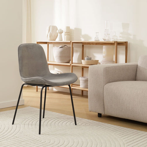 Nolon Nora-Fé Eetkamerstoelen Set van 2 - Velvet Grijs - Zwarte Poten - vtwonen shop