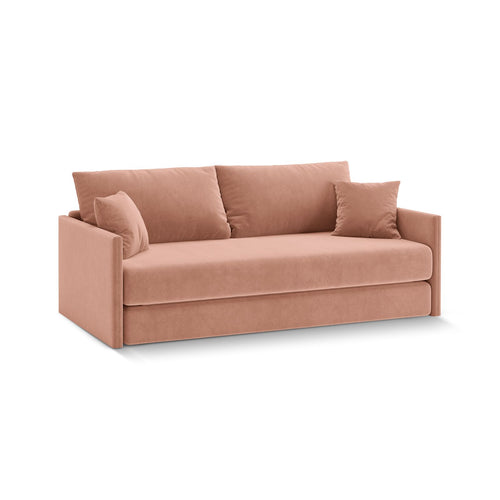 Cosmopolitan Design - Converteerbare bank Shannon 3-zits, flueel roze - 94x209x87cm