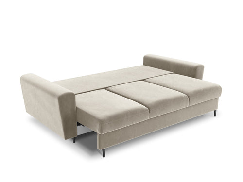 Cosmopolitan Design Slaapbank met opbergdoos Kyoto 3-zits, flueel, lichtbeige - 100x235x88cm