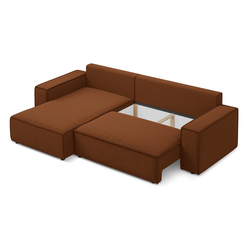 LaMiaSofa hoekbank links Livorno - velours - terracotta - 290x185x82