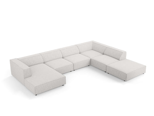 Cosmopolitan Design Panoramische hoekbank rechts Arendal 7-zits, chenille, lichtgrijs - 262x364x70cm
