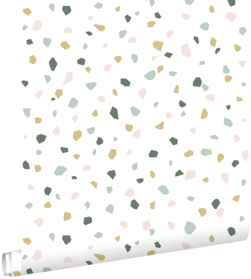 ESTAhome behang terrazzo wit, zacht roze en mintgroen - 0,53 x 10,05 m - 139033 - vtwonen shop