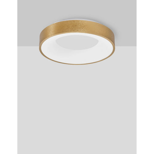 Merano Bancroft 38cm Geïntegreerde LED Semi Flush Light Geborsteld Goud Aluminium LED 30W 1950Lm 3000K