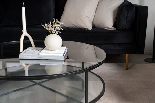 Rebellenclub Salontafel Hobro - Ø100 cm - Zwart met Glas - vtwonen shop
