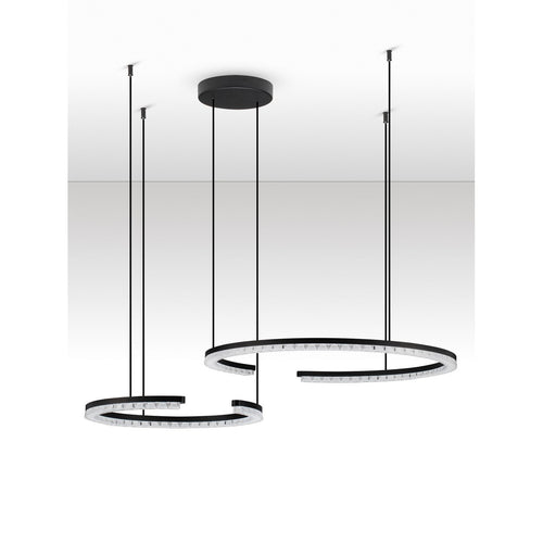 Nova Luce GREAMY Geïntegreerde LED-hanglamp voor plafond, zandkleurig zwart, Triac dimbaar, 49W, 3668lm, 3000K
