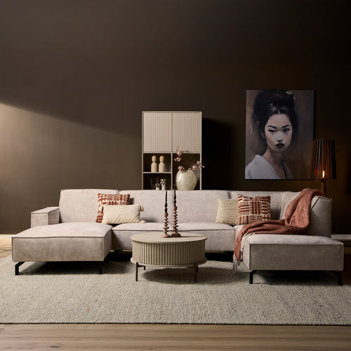 Mysofa Loungebank Floris - Beige Stof - 345x210x82cm