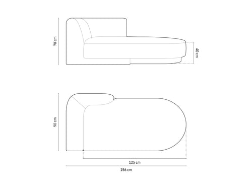 Micadoni - Rechter chaise longue "Miley" chenille, lichtbeige - 156x90x70cm