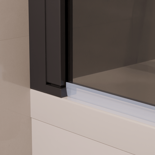 LOMAZOO badwand Caracas - 2 delig - draaibaar - anti kalk nano coating - rookglas - zwart - 120 x 140 cm