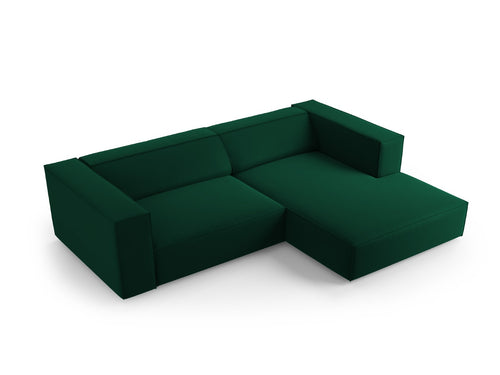 Cosmopolitan Design rechter hoekbank Arendal 3-zits, flueel, flessengroen - 166x224x70cm