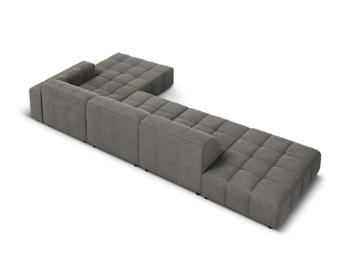 Cosmopolitan Design rechter hoekbank Chicago 5-zits, flueel lichtgrijs - 167x348x78cm