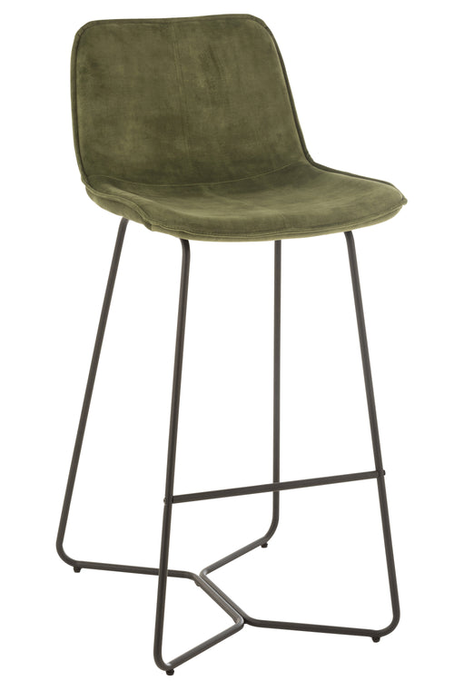 J-Line barstoel Laurent - metaal/textiel - groen - 2 stuks