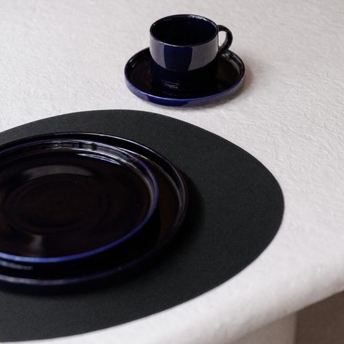 S|P Collection - Placemat 43,5x36,5cm organisch metallic zwart Dinner - Set van 4