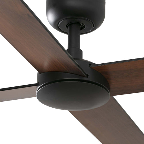 Faro Rudder Grote plafondventilator met 4 bladen, matzwart, walnoot, Tuya Smart System