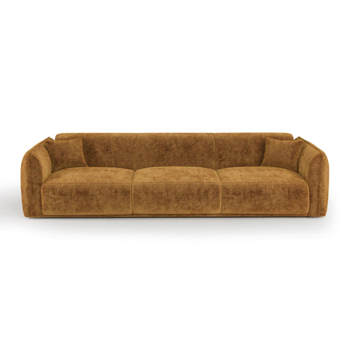 Premium Interiors - Bank LUSH - fluweel met motieven mosterd 235cm