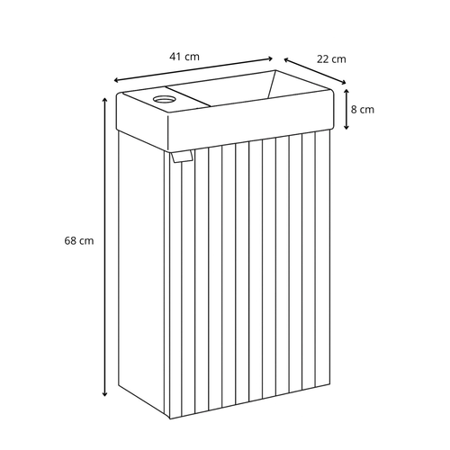 Badplaats Toiletmeubel Bosco 40 x 22 cm – Walnoot – Fonteinmeubel met Wastafel