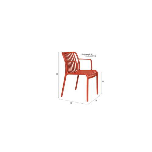 Housecraft Living Mante Tuinstoelen Armleuning Kunststof Terra/ Rood - Set van 4 - vtwonen shop