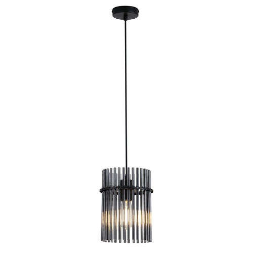 Searchlight hanglamp Swizzle - 1 lichts - 20  x 120   cm - zwart rookglas
