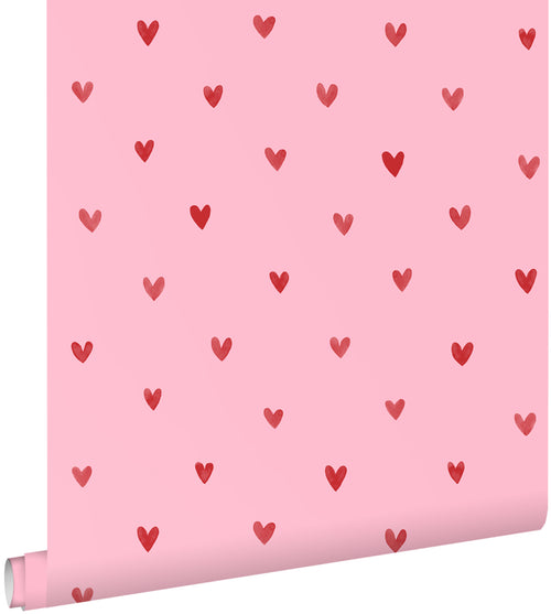 ESTAhome behang hartjes roze en rood - 50 x 900 cm - 131628 - vtwonen shop