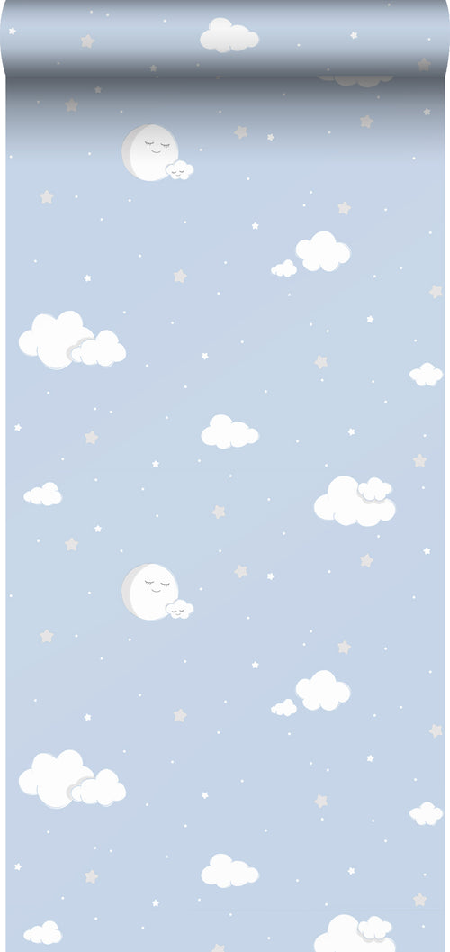 Sanders & Sanders behang wolkjes blauw en wit - 53 cm x 10 m - 640557