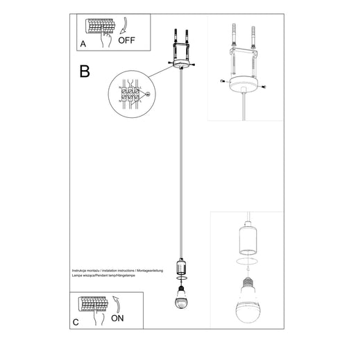 Sollux Lighting Hanglamp EDISON zwart - 8x8x106cm