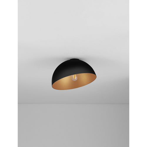 Nova Luce ONIA  Onia 30cm komvormige plafondlamp, halfverzonken, zandkleurig zwart, goudkleurig, E27 fitting, 1x12W