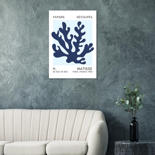 Artfulprints  Matisse – Saltflower shapes navy blue I   poster 50x70 cm