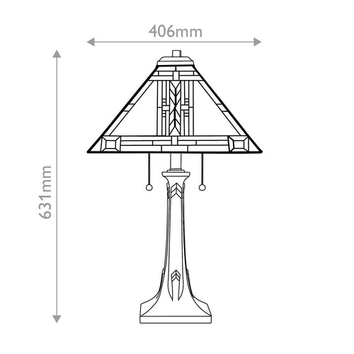 Tischleuchte Traditionell Bronze, Kunstglasschirm 2x E27