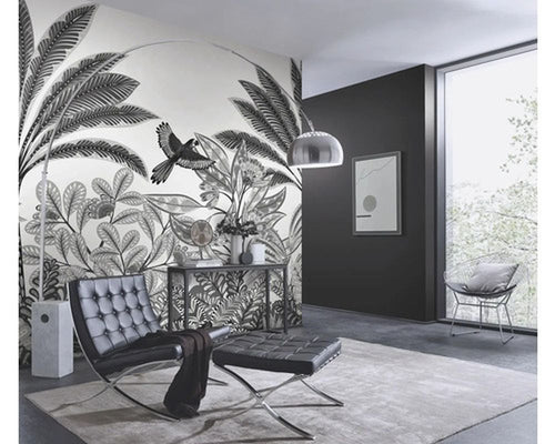 Erismann fotobehang jungle-motief zwart en wit - 250 x 280 cm - 661065